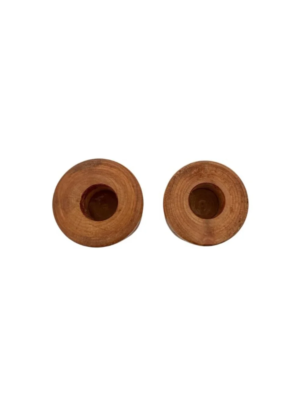 Vintage Pair of‎ MCM Farmhouse Rustic Hand Turned Wooden Candle Holders